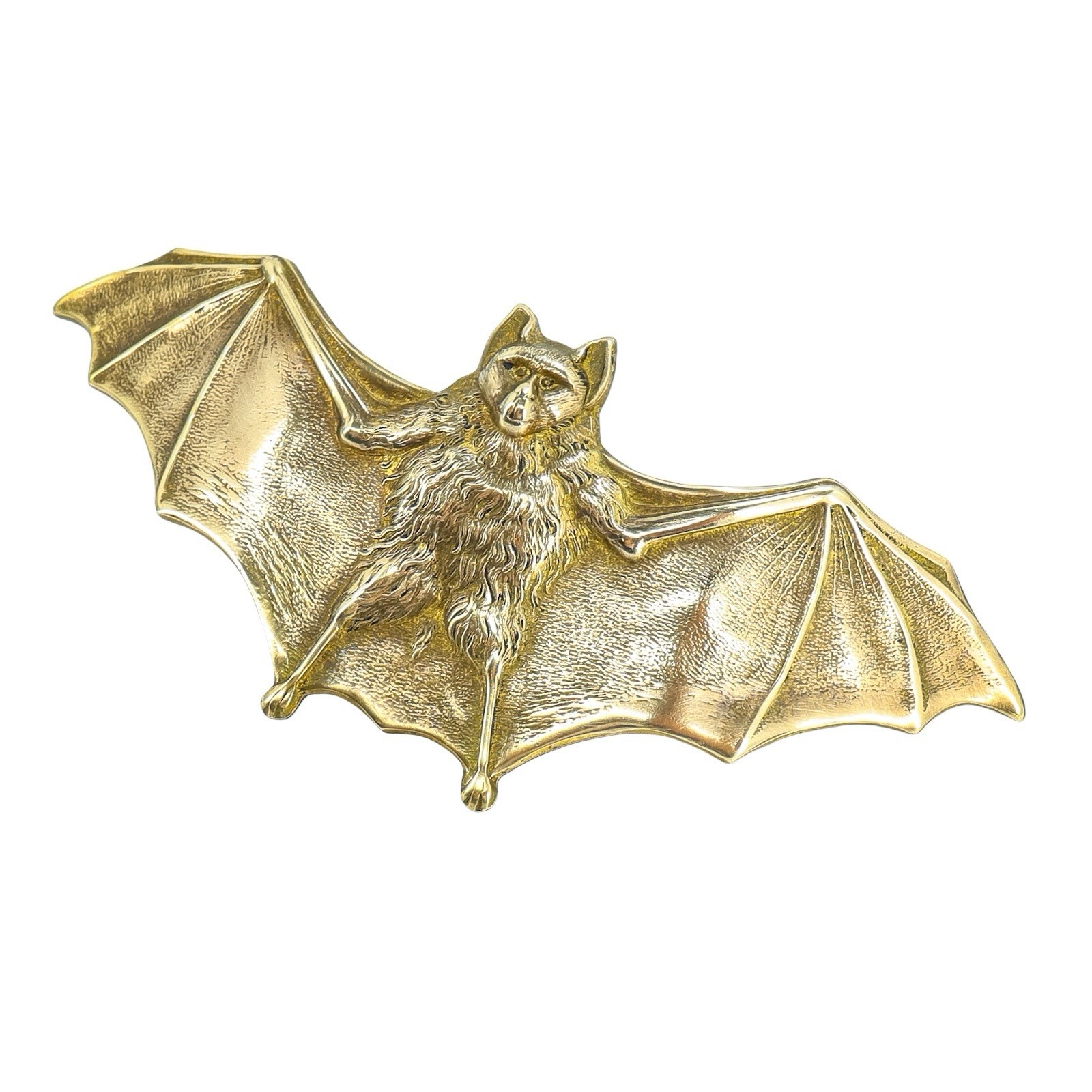 Vintage Style Brass Bat Hair Barrette Made in France 3.38” Gothic Figural
