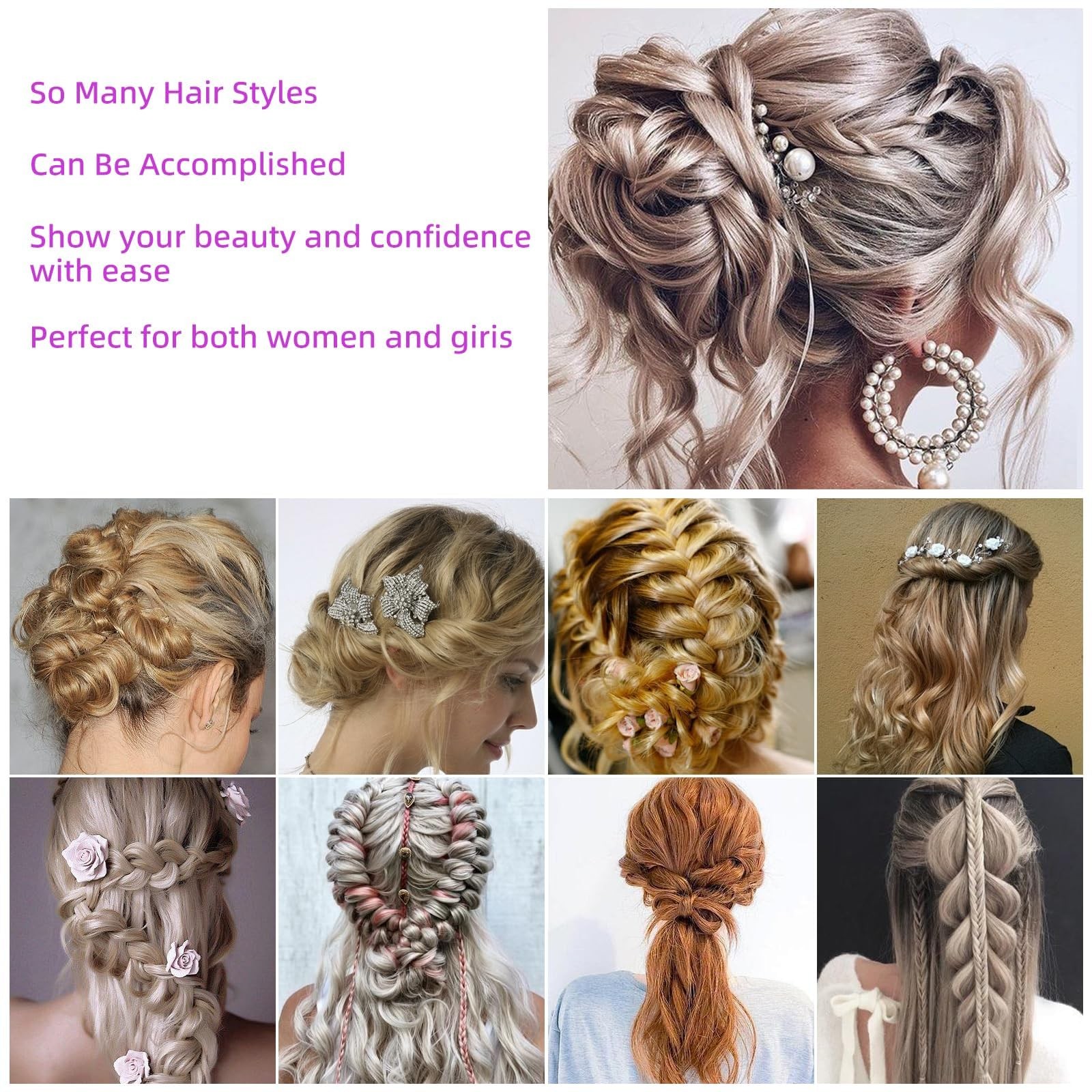 Multi-Color Large & Small 2 Sizes Hair Loop Styling Tool French Braids