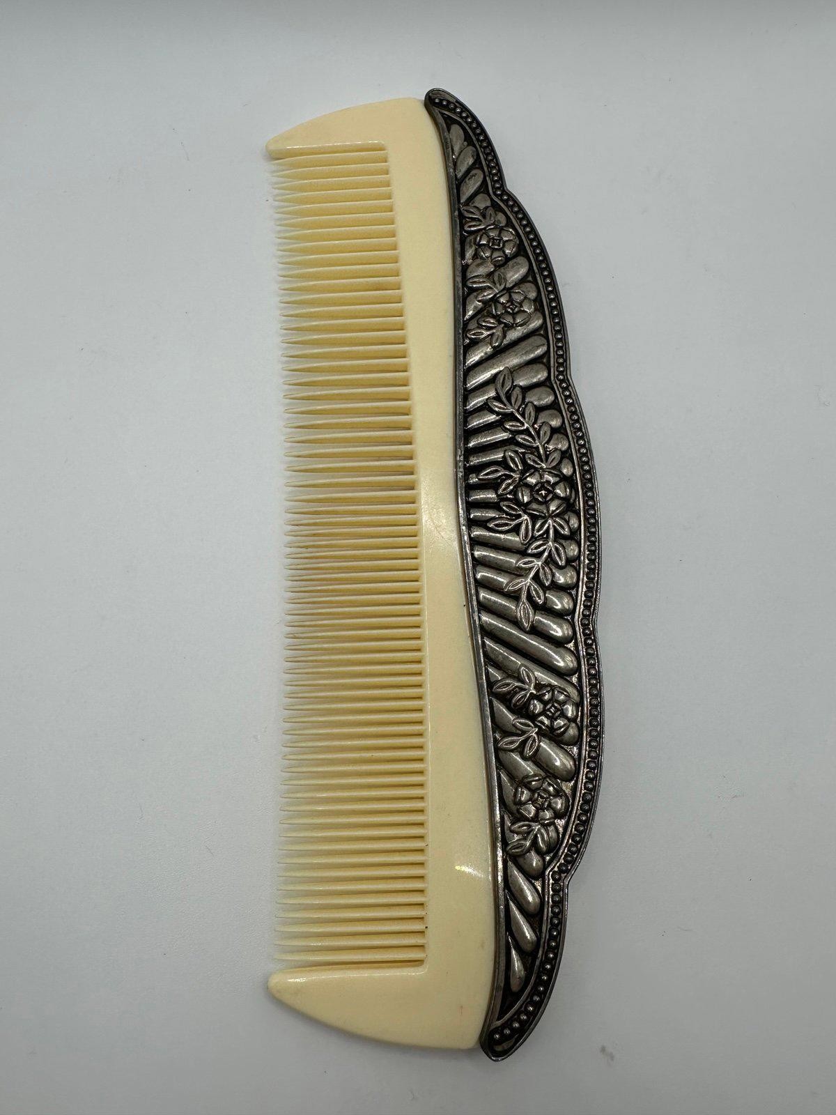 Vintage Godinger Silver Plated Vanity Comb with Flower Detail 7 Inches