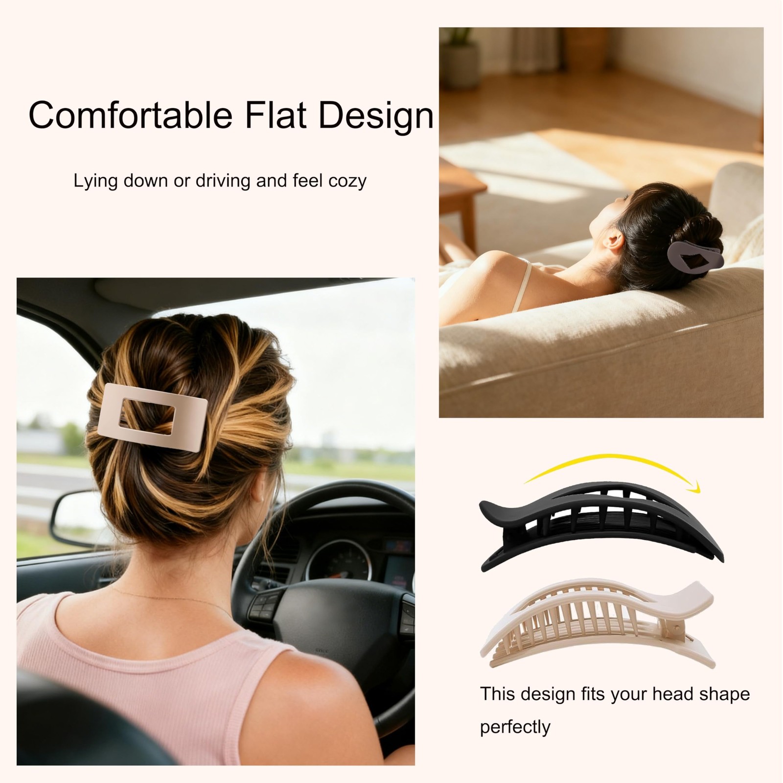 6 Pack Flat Hair Clips for Women,Large Claw Strong Hold Multicolor-1