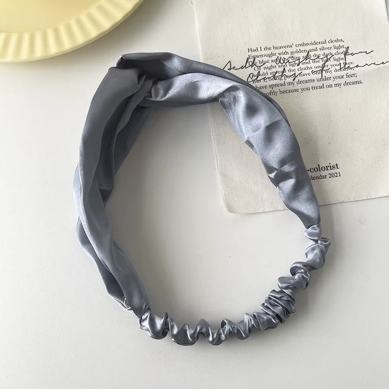Satin Silk Solid Cross Top Knot Headband Elastic Hair Band Women Girls Scrunchie
