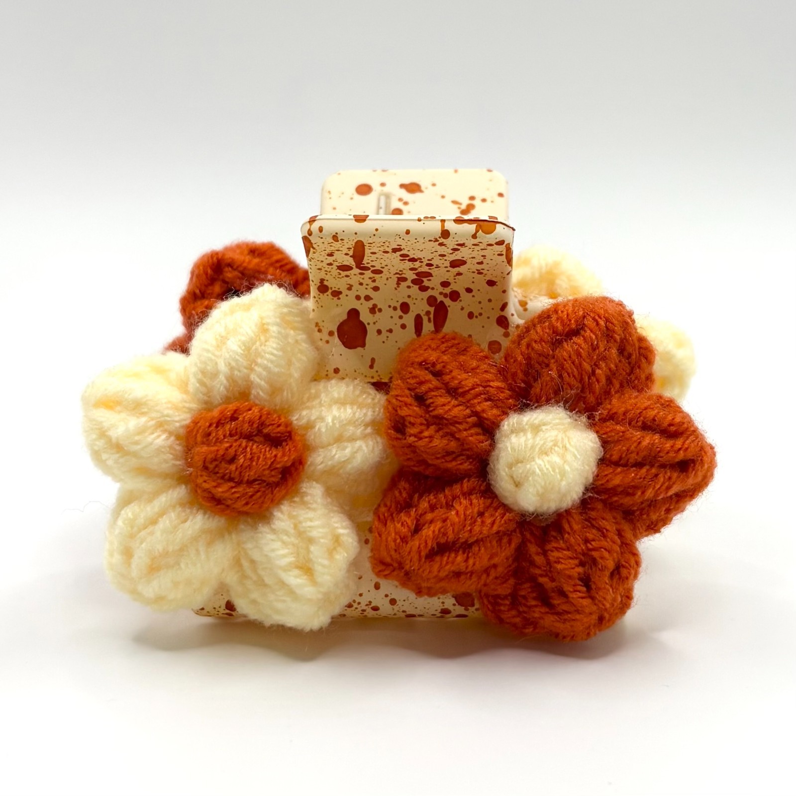 Orange & Yellow Crochet Flower Claw Clip, Small, Hair Accessories