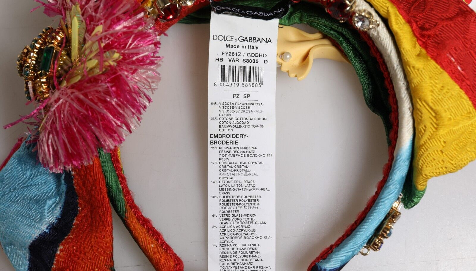 DOLCE & GABBANA Headband Multicolor Floral Crystal Embellished Diadem 2190usd