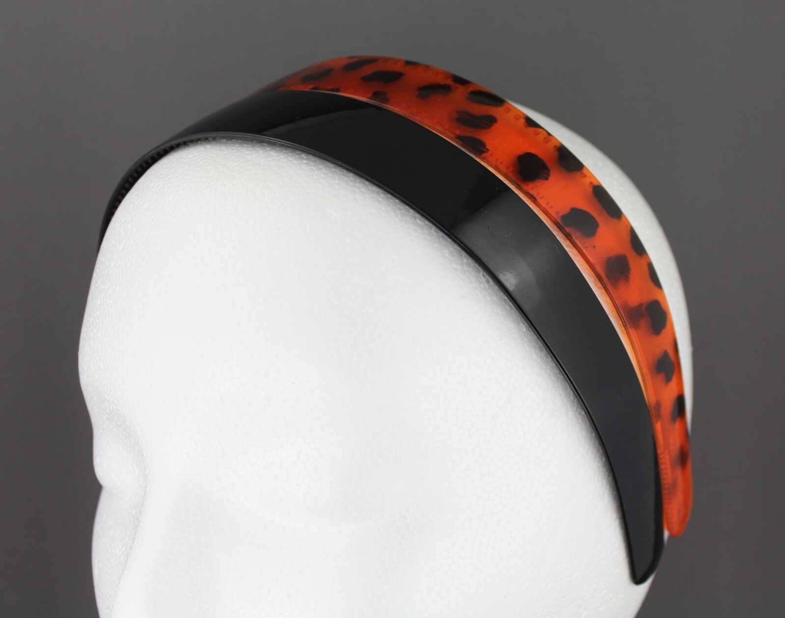 Brown Black set 2 plastic 1″ wide headband hair band grip teeth brown tortoise