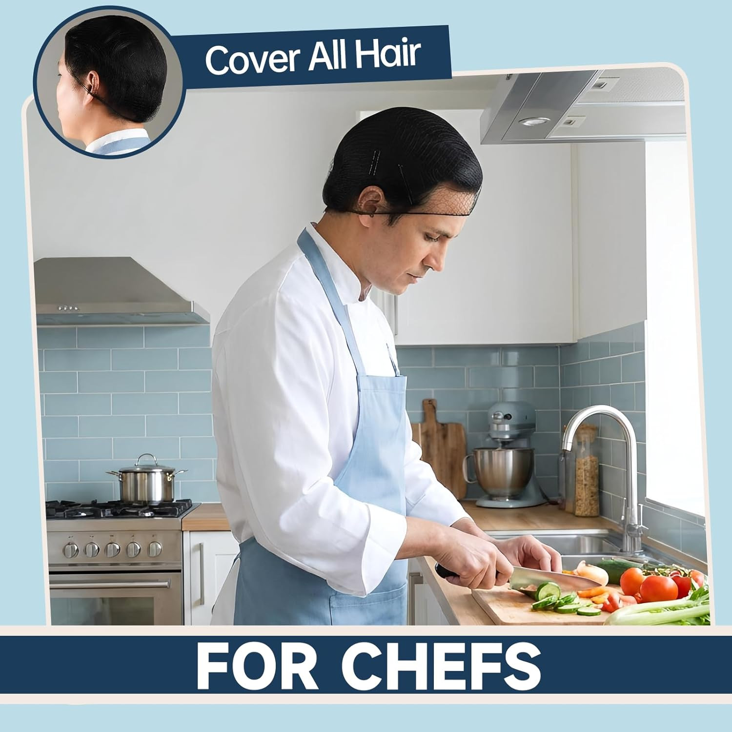 Bun Hair Net, 50 Pcs 24 Inch Black Hair Nets for Food Service Workers Invisible