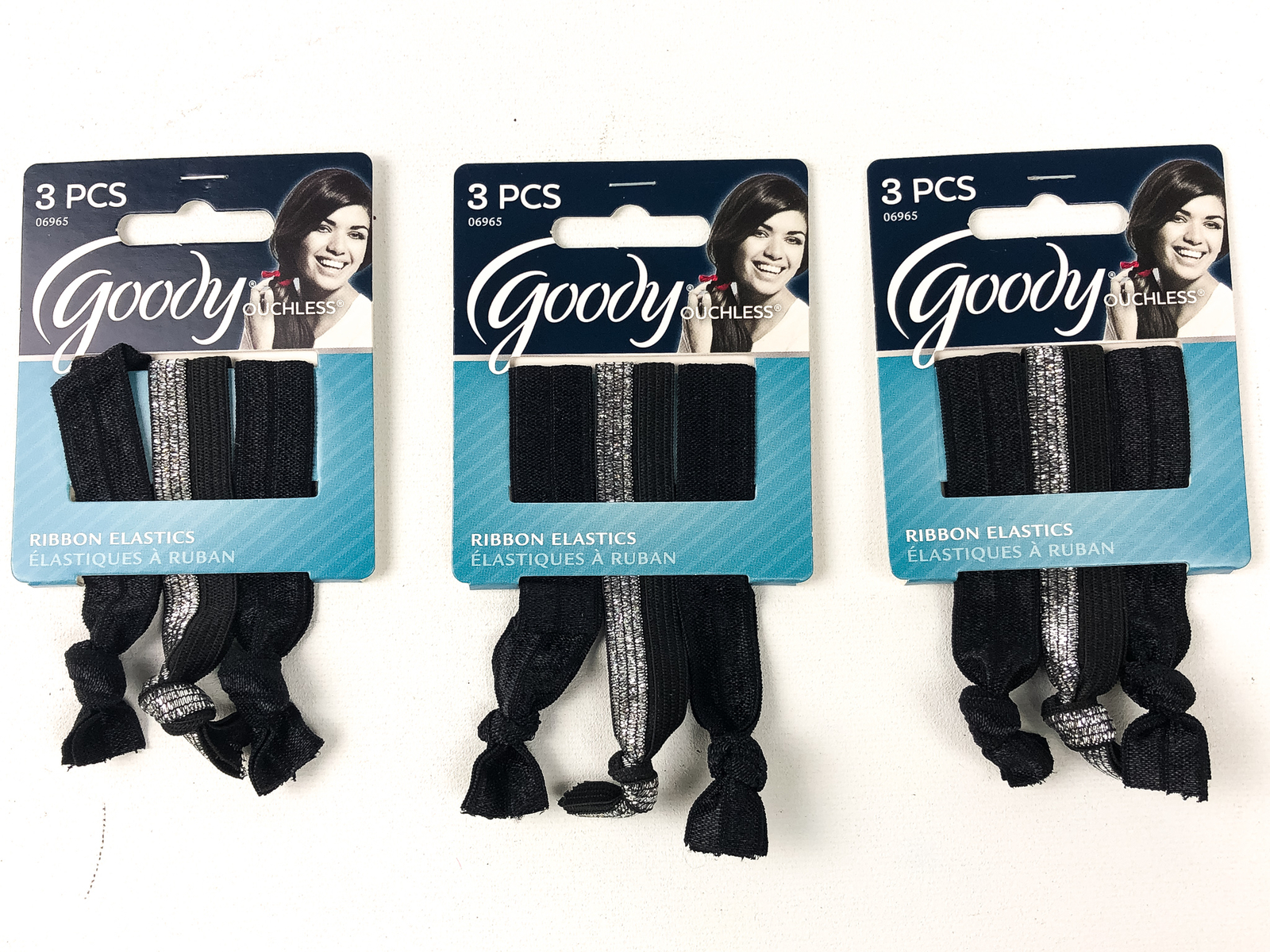 9-pcs Goody Ponytail Hair Ties Bows Ribbon Elastics Black Silver Sparkle 06965