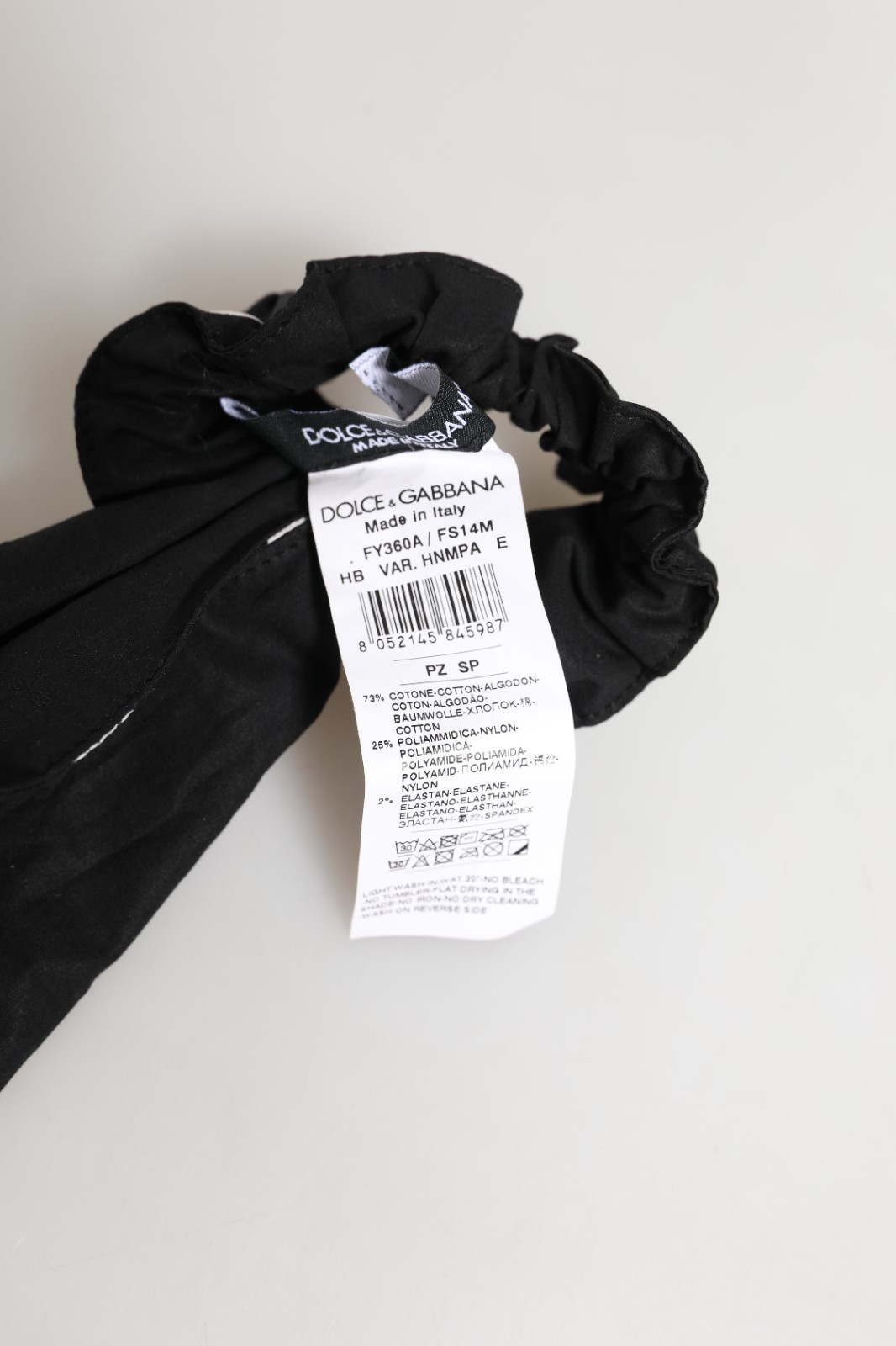 DOLCE & GABBANA Hair Scrunchie Black Cotton Polka Dot Scarf Tie Accessory 450usd