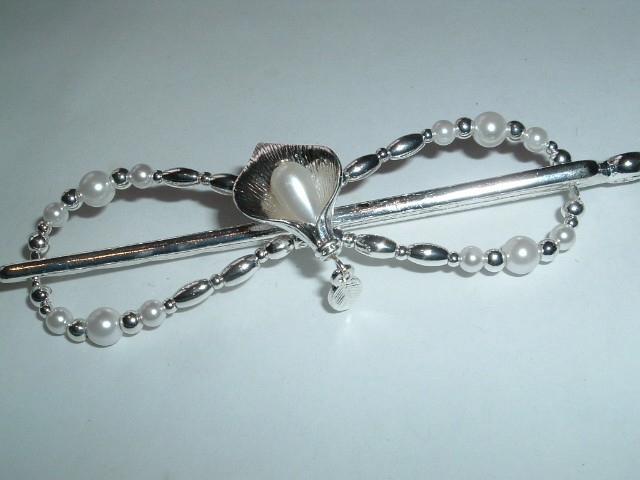 Small Lilla Rose Flexi Hair Clip White Pearl Lily New w Tag