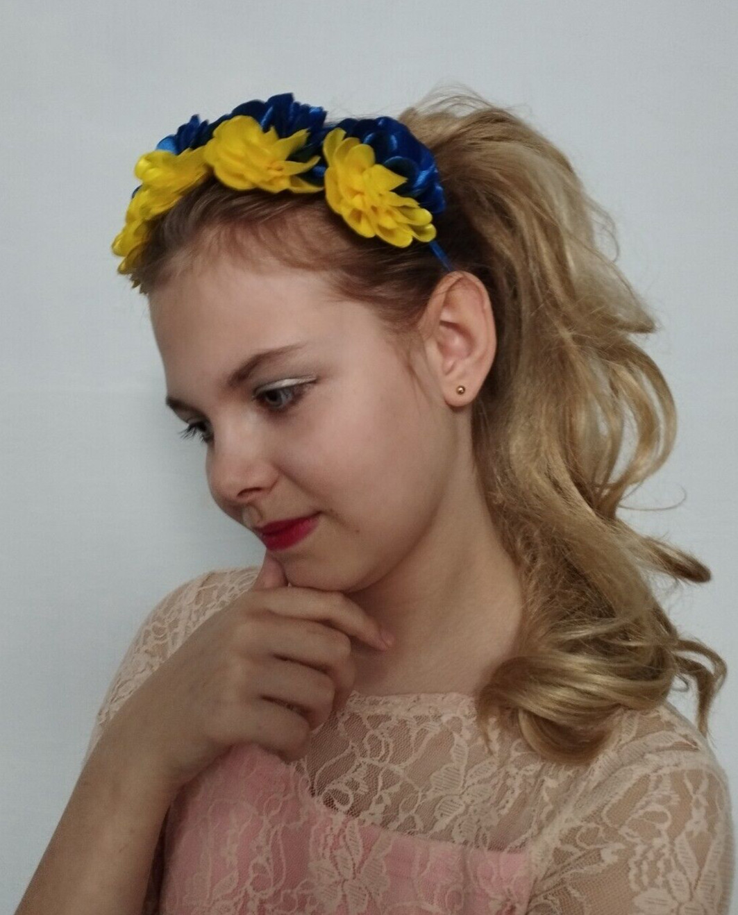 Ukrainian Yellow Blue Flower Hair Hoop Ukrainian flower crown Headband