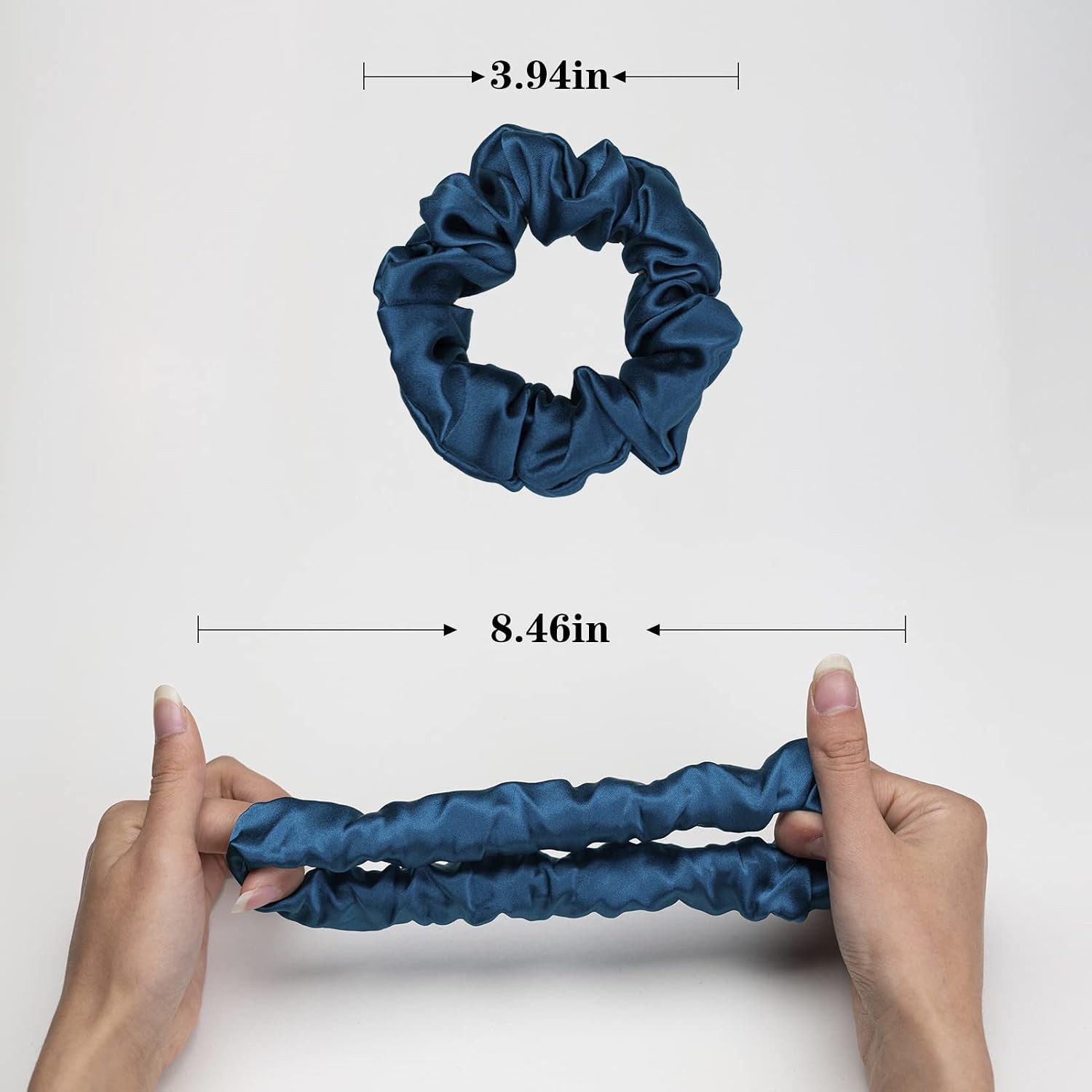 3 Pcs 100% Mulberry Silk Scrunchies, Hair Ties Pink Peacock Blue Apricot