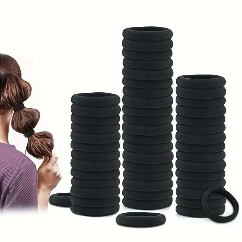 High Elastic Hair Bands Black Ponytail Holders Scrunchies for Girls Kids Hair