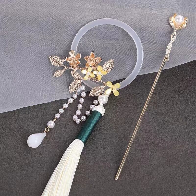 Traditional Lady Hanfu Hair Stick Bridal Retro Headdress Tassel Hairpin Chinese