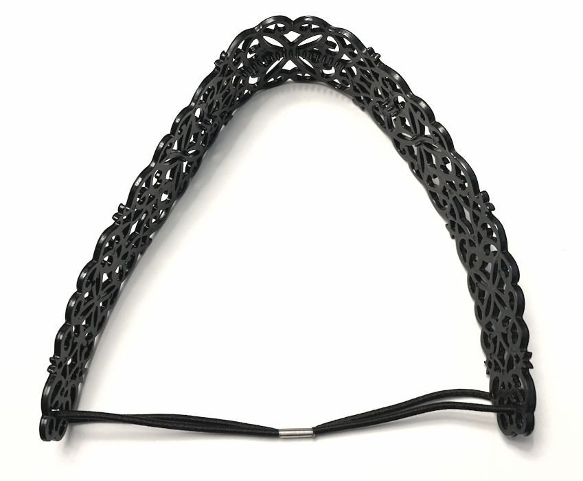 Black Lace Scroll Plastic Elastic Strap Headband Hair Women Boho Chic Vintage