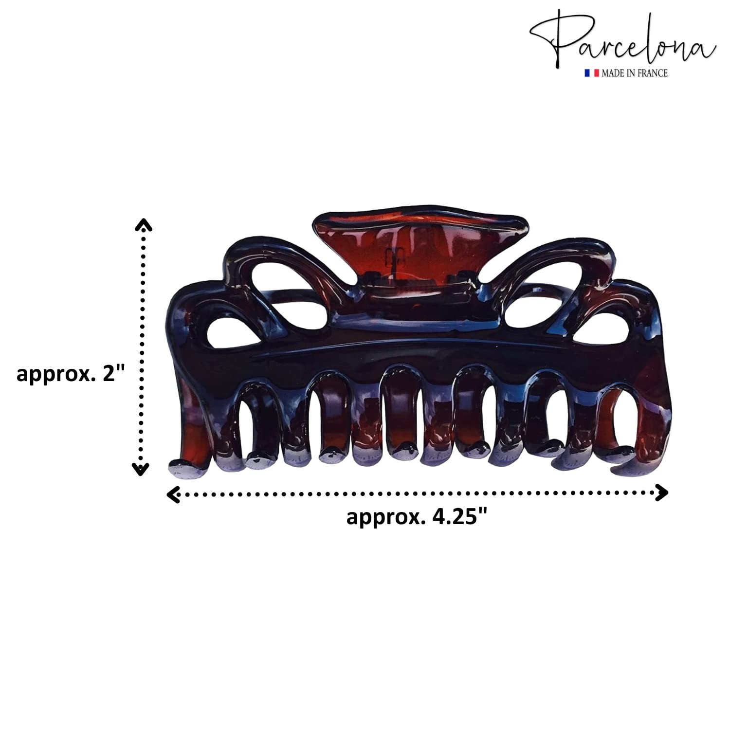 Parcelona French Double Loop Large Shell Claw Clip Clamp Clutcher 4.25 Inches