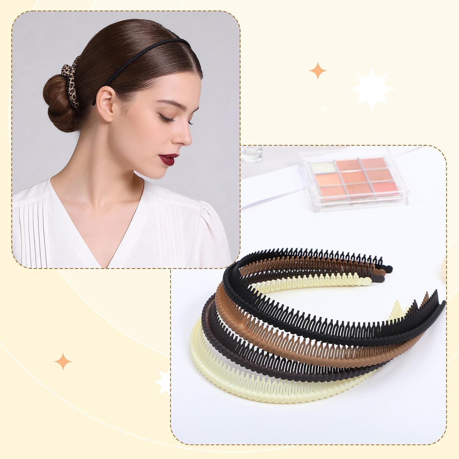 4 Pcs Headbands with Teeth for Women, Plastic Headbands Comfortable Non-Slip Too