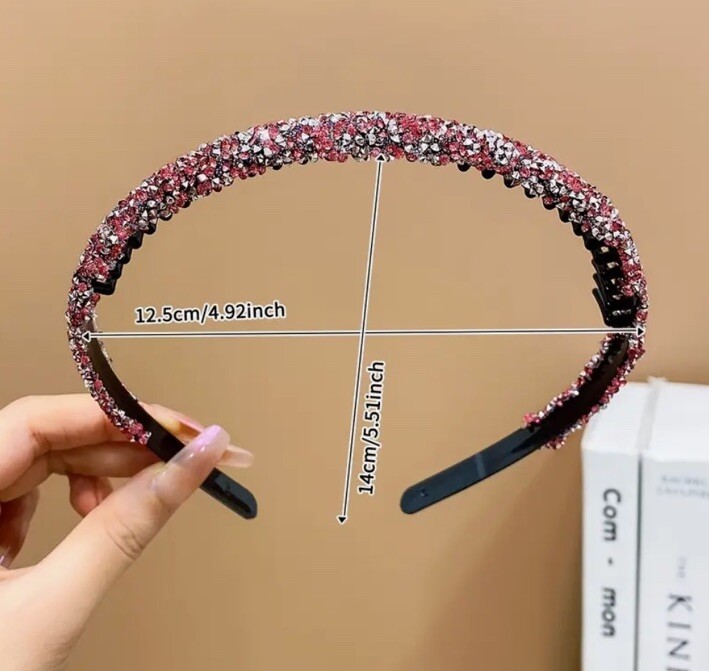 Silver Black Headband Glitter Beaded Embellished Women Teen Hairband Accessory