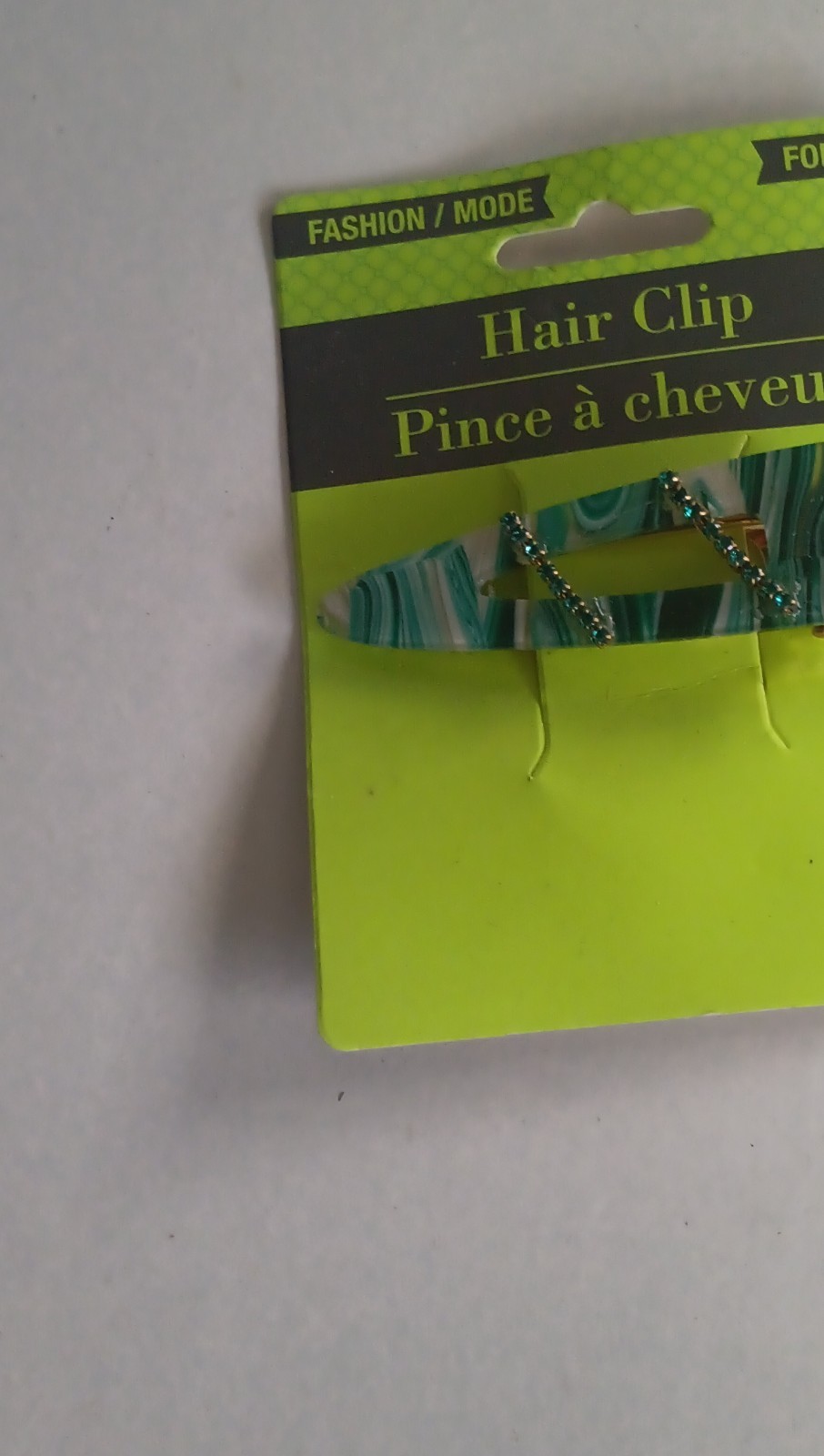 Fashion Green Marbled Beaded Hair Clip Women’s Plastic Metal Accessory