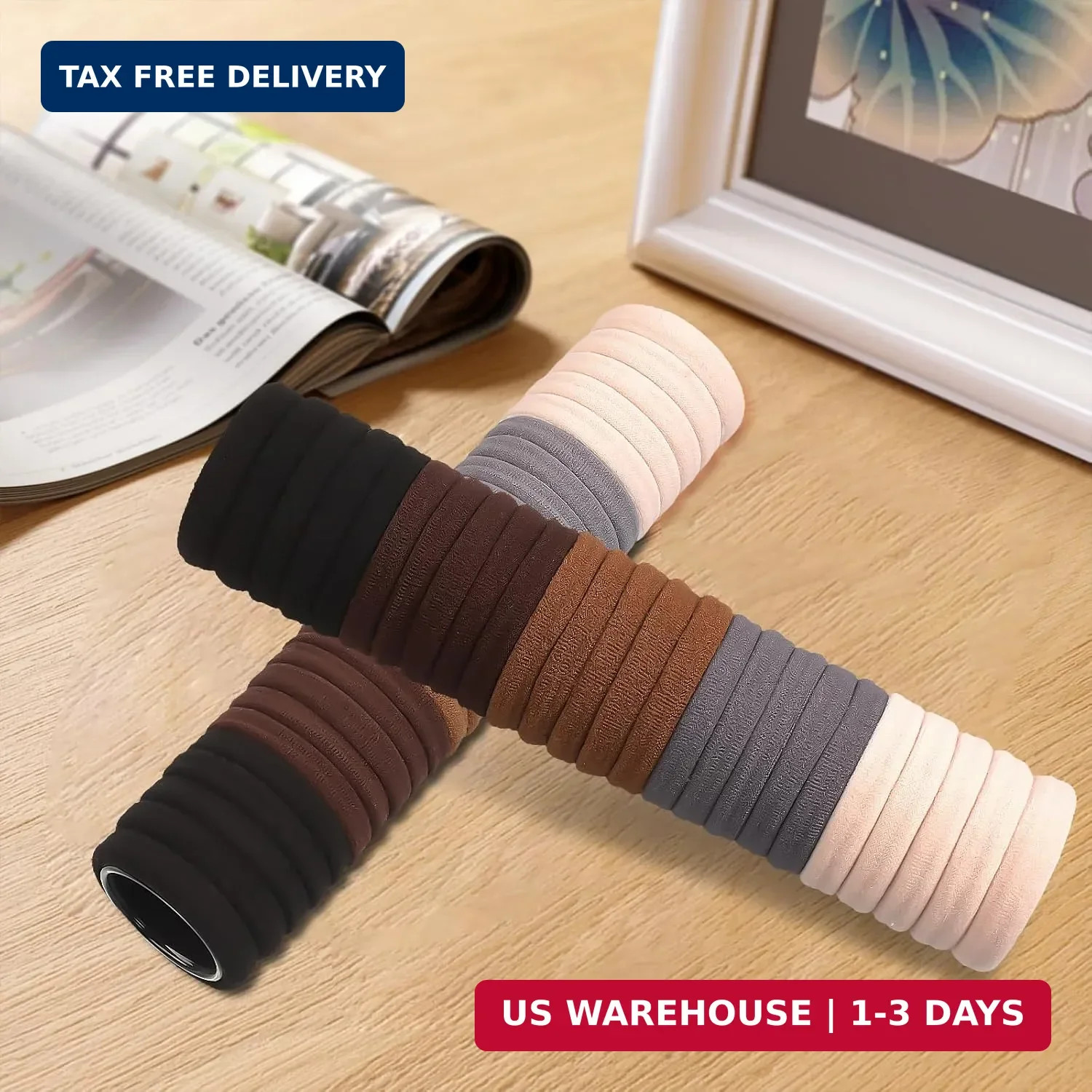 Hair Ties for No Damage, 100 PCS Soft Seamless Cotton & Nylon Elastic Ponytail H