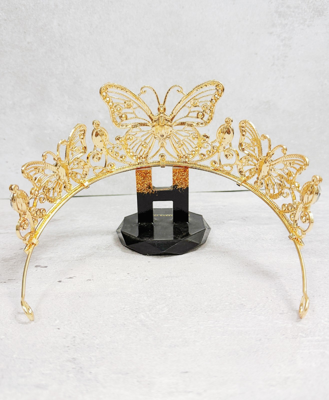 Gold butterfly tiara, Fairy Costume Tiara, cosplay headdress, clear stone crown