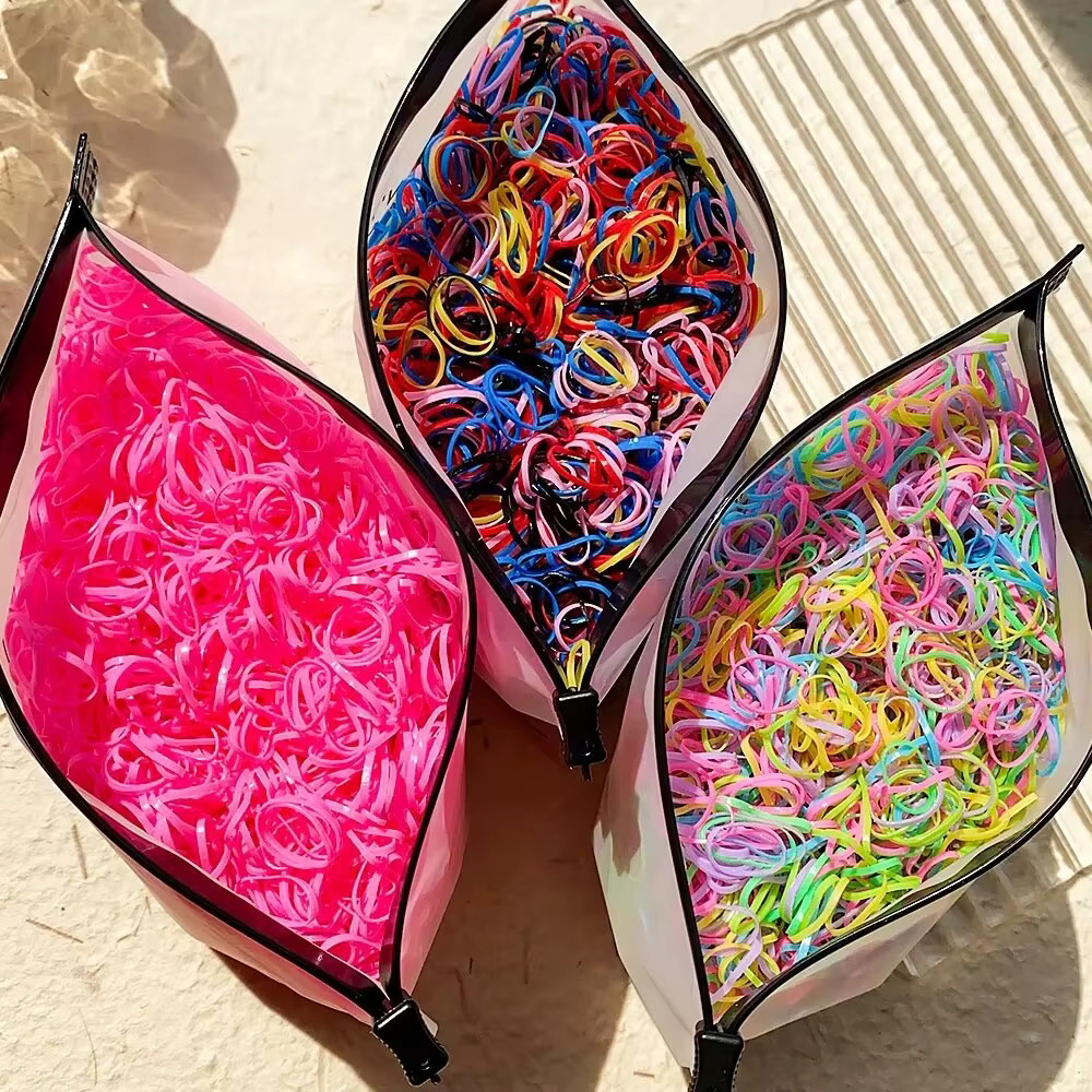1000Pcs Colorful Small Disposable Hair Bands Scrunchie Girls Elastic Rubber Band