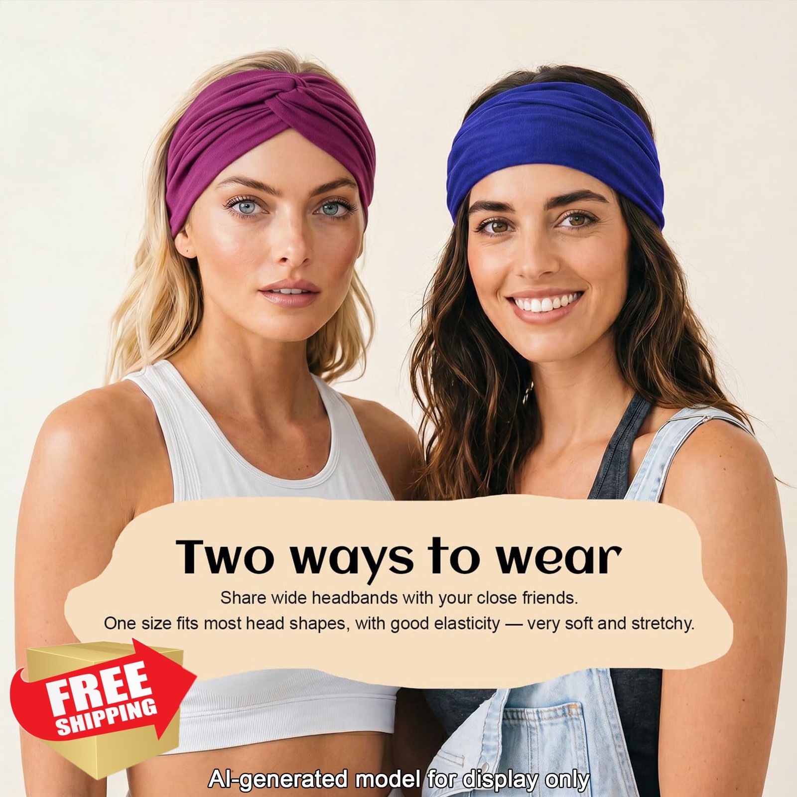 WENNKINN 7″ Headbands 3 Pack Blue Purple Red Black
