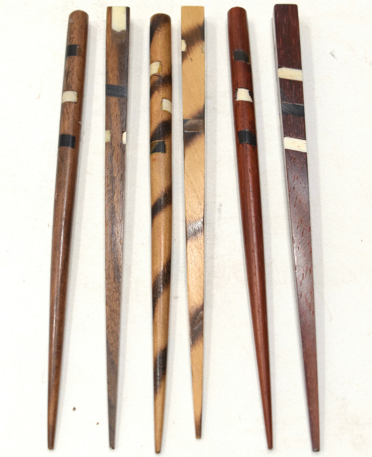 Hair Sticks Indonesian Assorted Inlaid Wood and Shell Hair Sticks