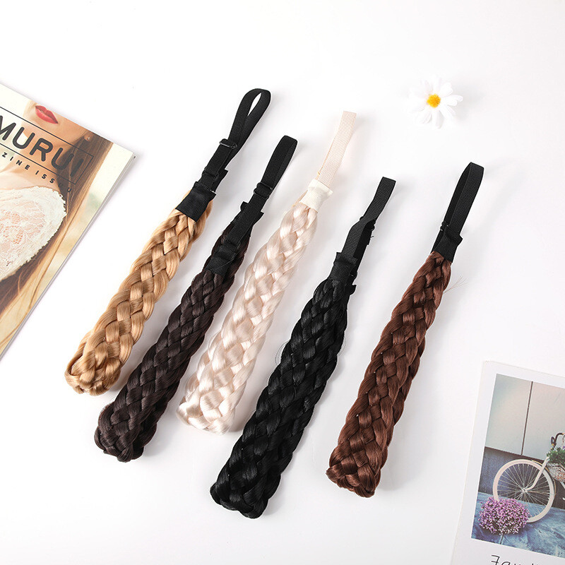 Natural Hair Band Plaited Headband Braided & Elastic Band Hair Extensions