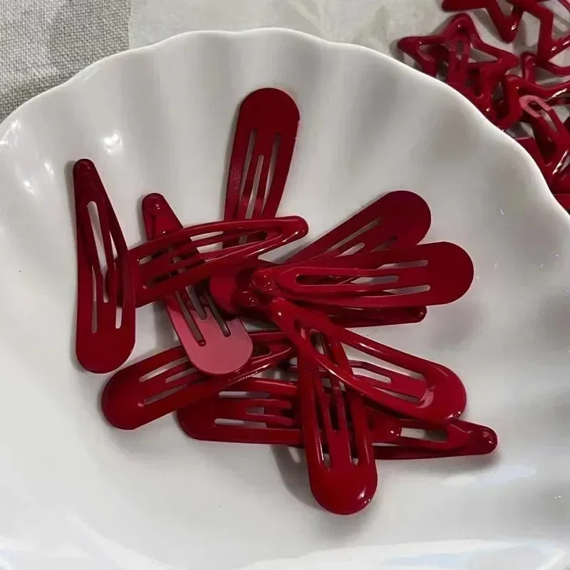 10 Pcs/Lot New Red Star Snap Clip for Girl Waterdrop Barrettes Black Hairpin