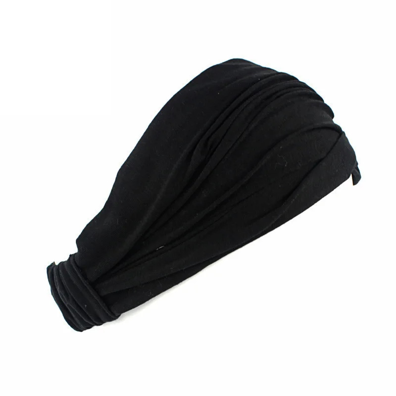 Summer Women Cotton Headband Elastic Wide Soft Sports Yoga Knotted Sweatband