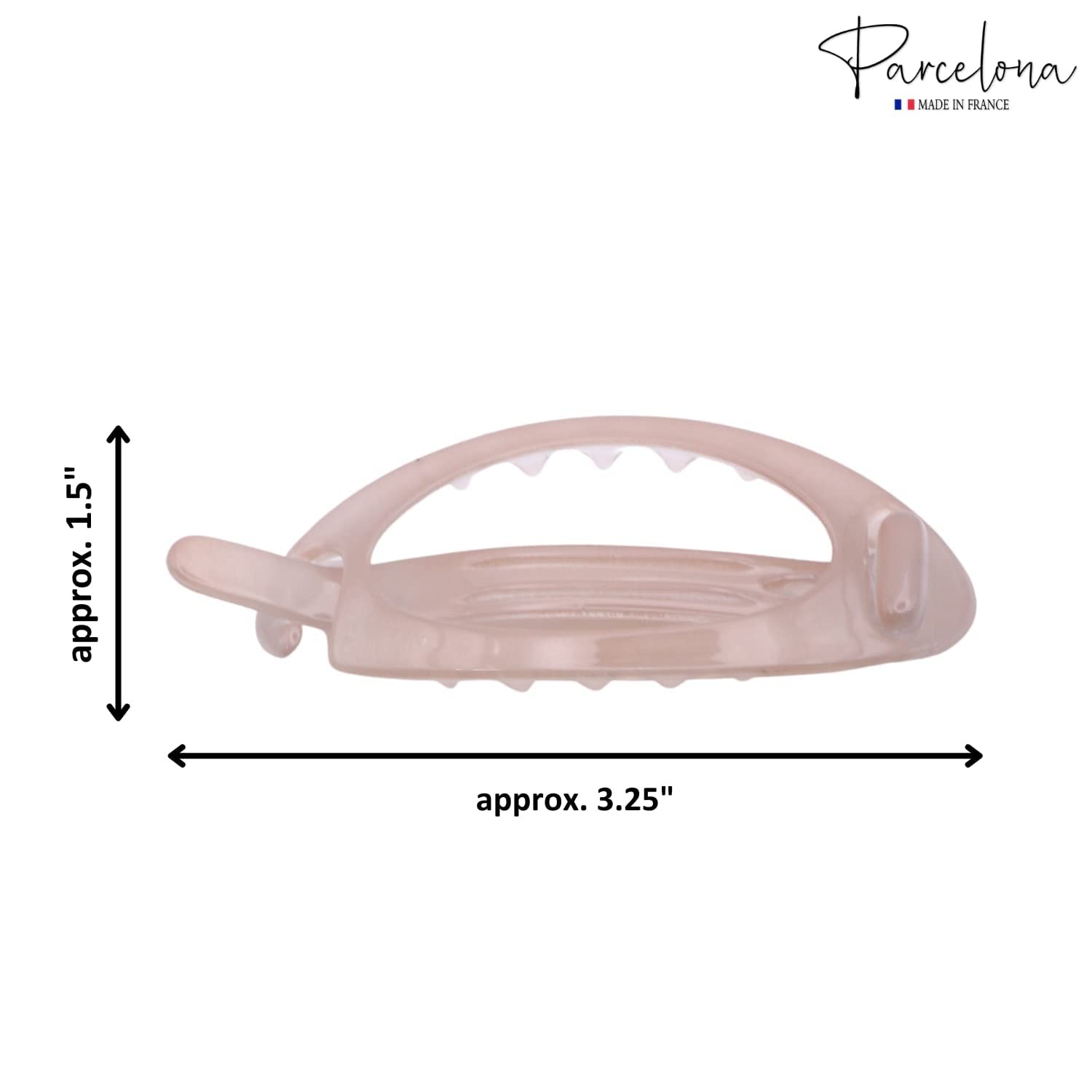 Parcelona French Plain Oval Small Celluloid Set of 2 Metal Free Hair Barrettes