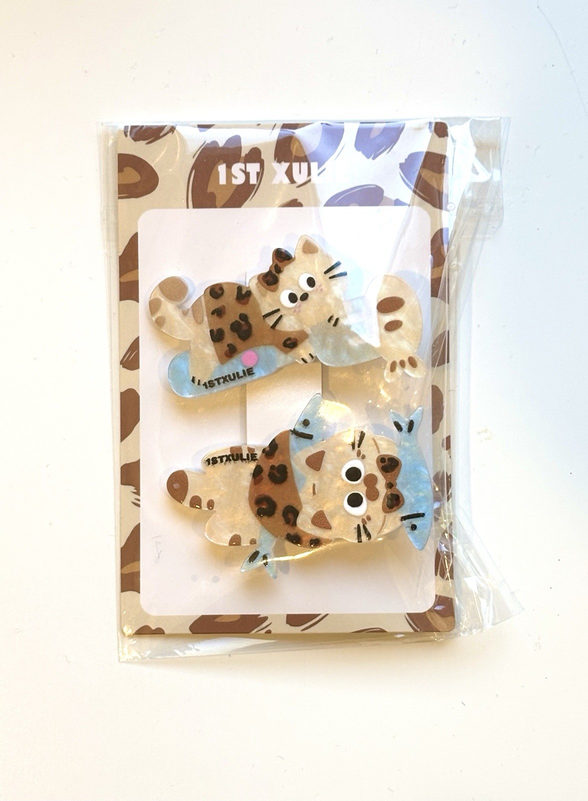 1st xulie cat and fish japanese har clips set of 2