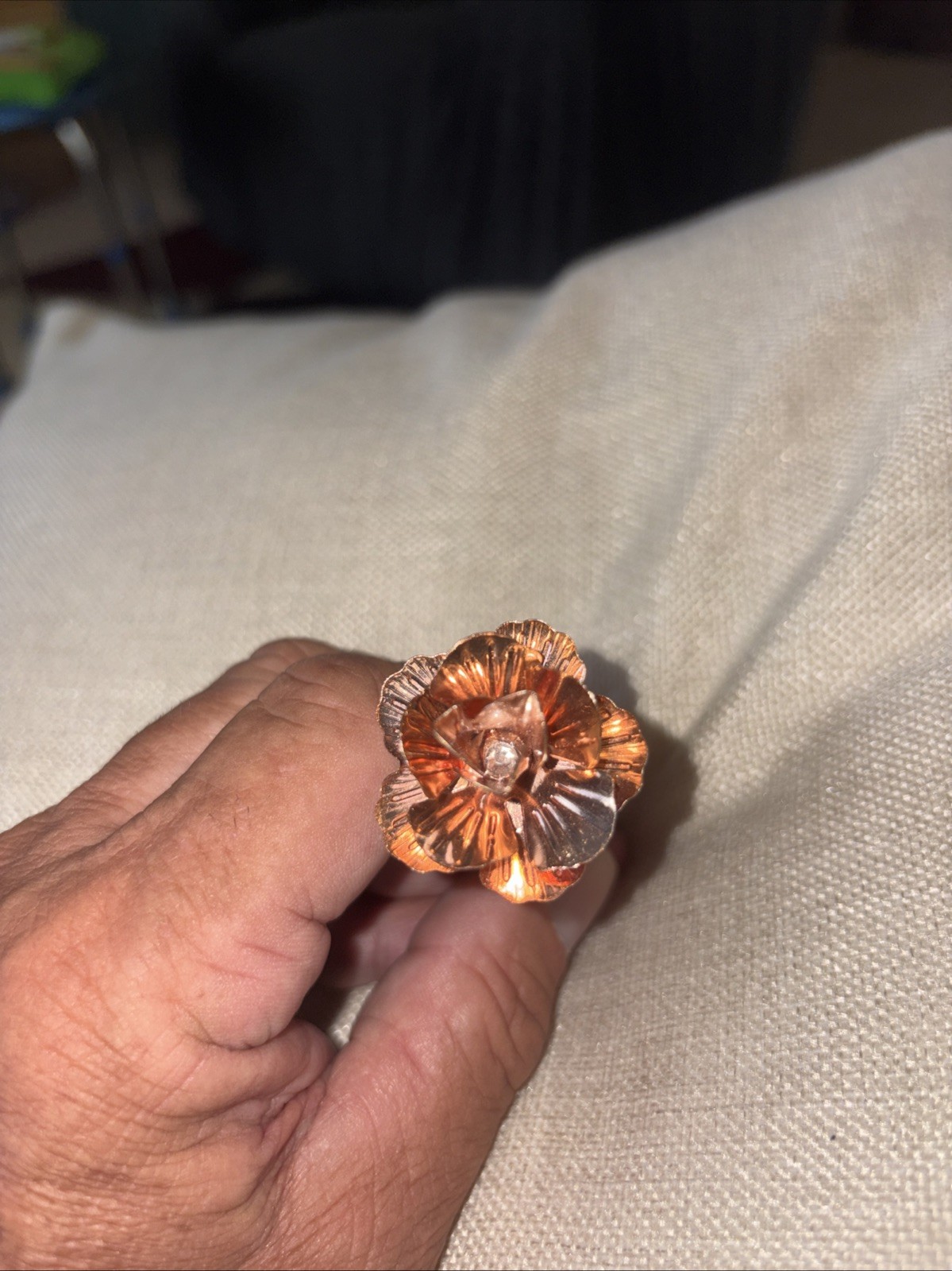 Copper Flowered Hair Pin