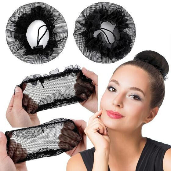 10pcs Mesh Bun Cover Ballerina Danc Black Bun Hair Nets Stretch Reusable Elastic