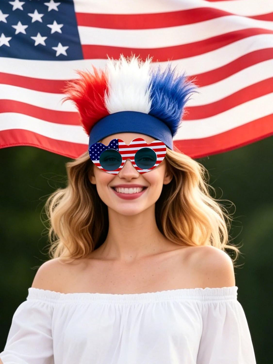 4Th of July Accessories Kit, Hairy Headband Red White Blue Glasses 4Th of July O