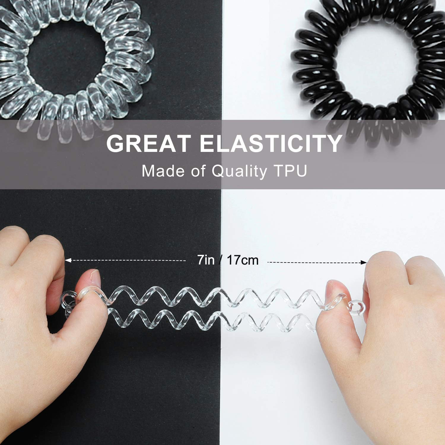 30 Pcs Spiral Hair Ties, No Crease Coil Phone Cord Hair Ties for Thick Hair – Wo