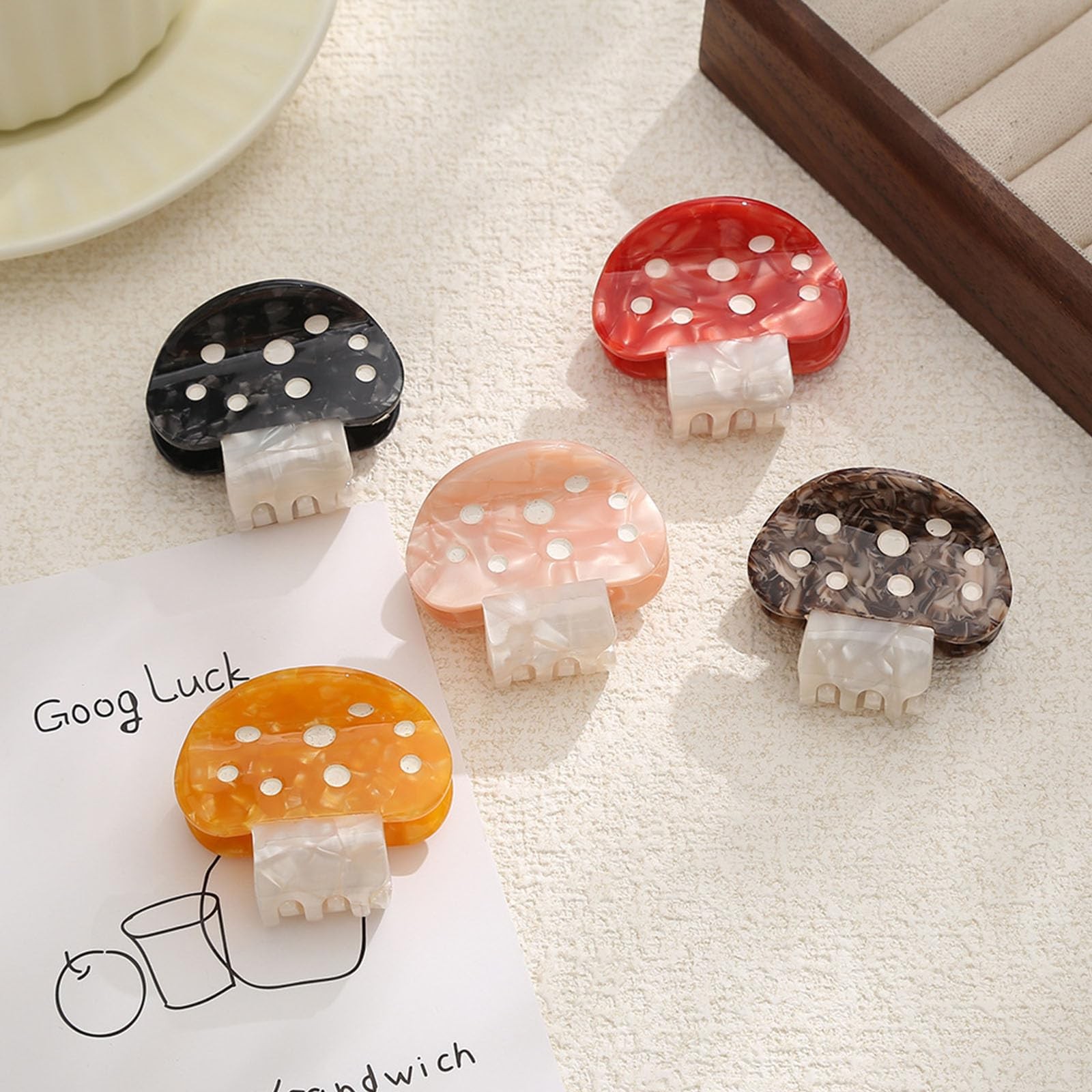 Frinnovan, 5 Pack Mushroom Hair Claw Clip Funny 5 Count (Pack of 1), 5 Colors