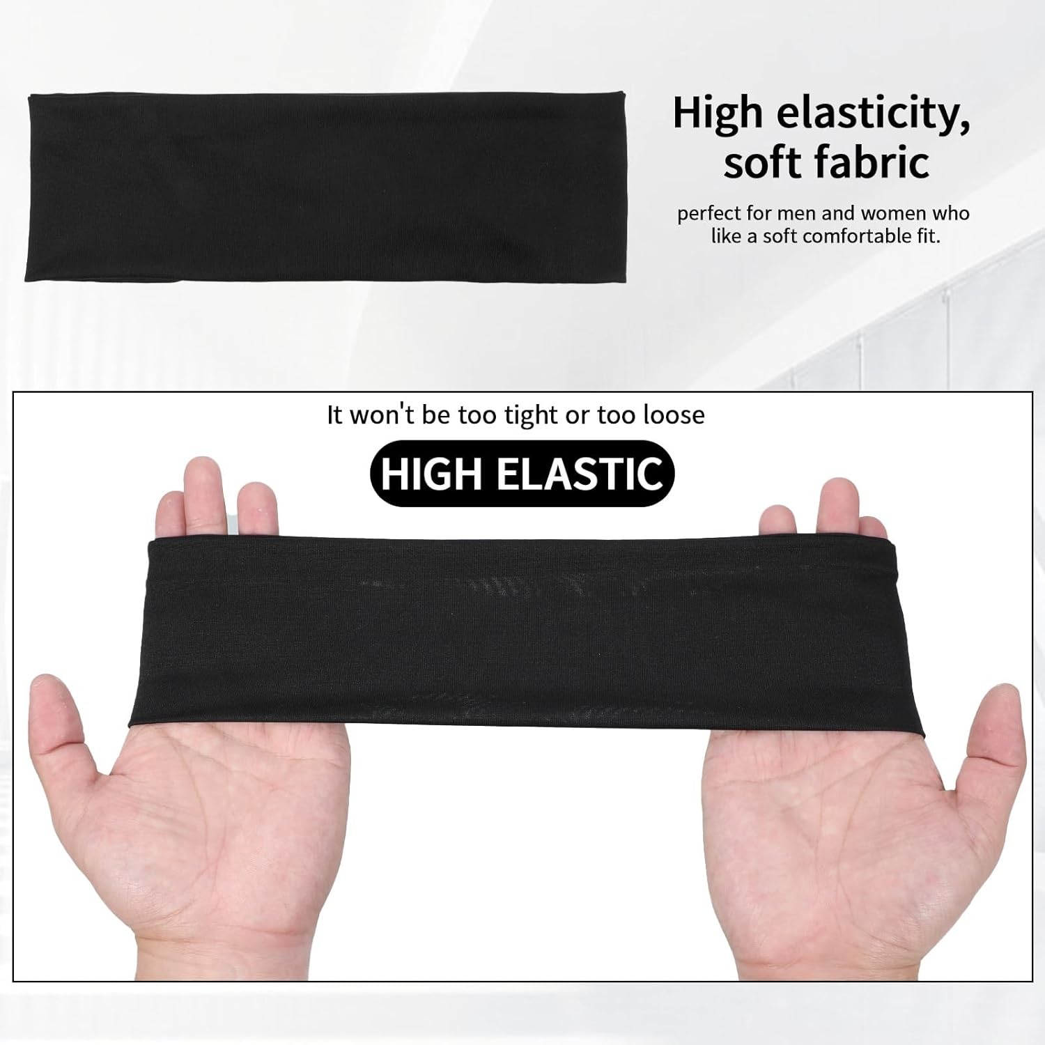 6 PCS Sports Headbands Soft Stretchy Non Slip Sweat Absorbent Headbands