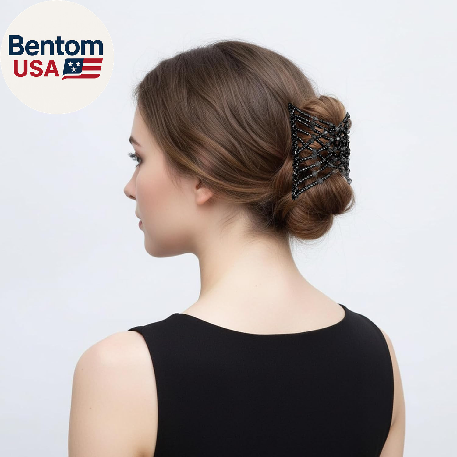 6Pcs Magic Hair Comb Stretchy Hair Clip Adjustable Beaded Hairpins Elastic No Cr