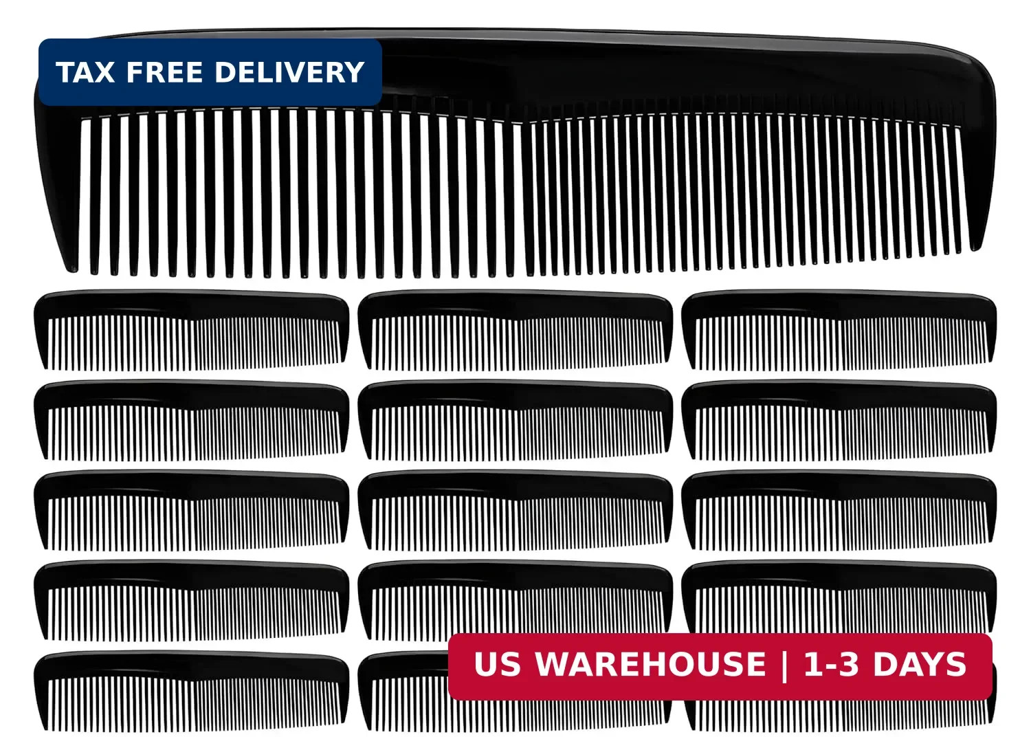 Pack of 16 Unbreakable Black Hair Combs – 5 Inch Dual-Bristle Styling Combs, …