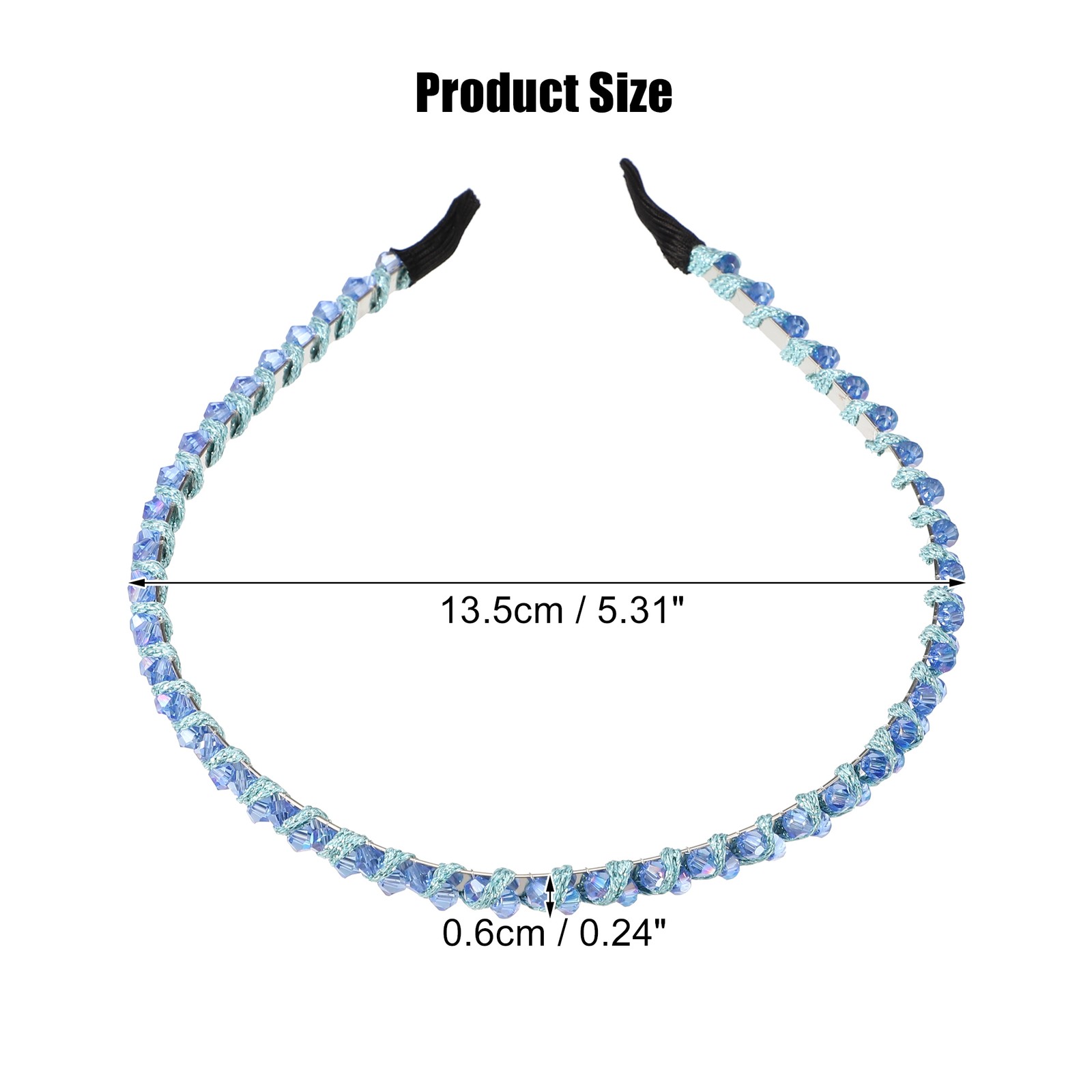 Pieces of 1 Rhinestone Hair Hoop Headband Hairband for Women 0.24 In Wide Blue
