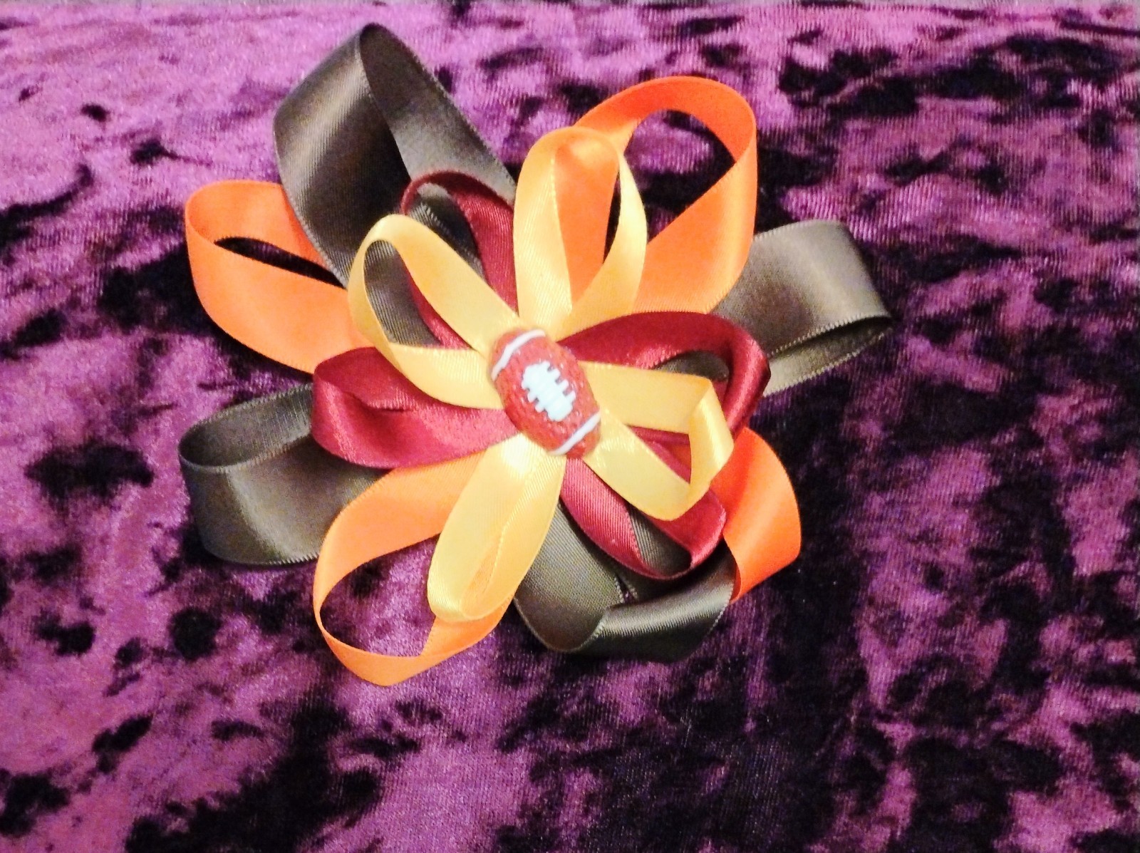 Handmade Solid Ribbon Hair Bow Halloween Orange Black Yellow Red Women Casual