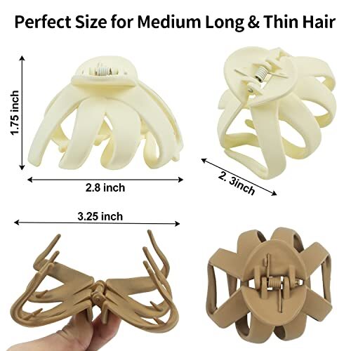 2.8 Inch Medium Octopus Hair Clips for Women, Matte Hair Claw Clips Neutral-B