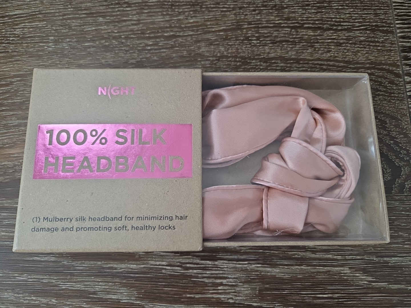 NEW Night 100% Mulberry Silk Rose Pink Knotted Headband Boho Chic 9.5″ x 3-4.5″