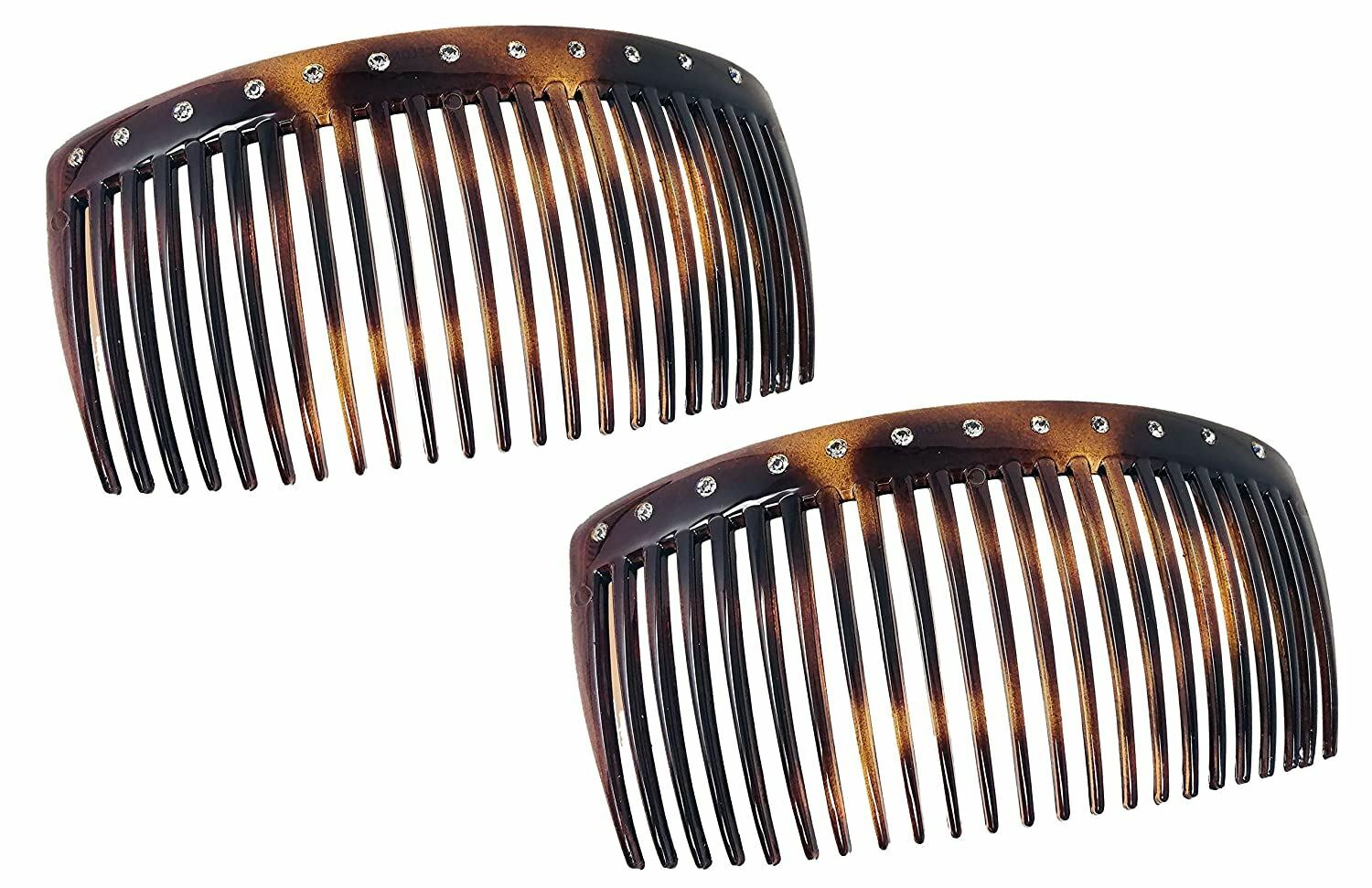 Parcelona French Glossy Crystals Brown Large 4 1/4″ Set of 2 Good Grip 23 Teeth