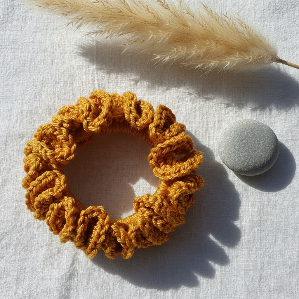 Handmade crochet scrunchie hair tie elastic #249