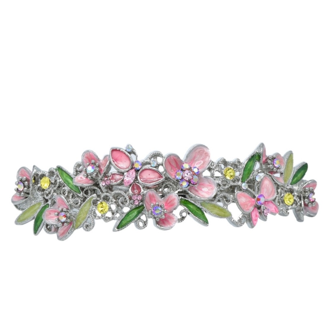 The Crystal Butterfly and Flower Pink Barrette