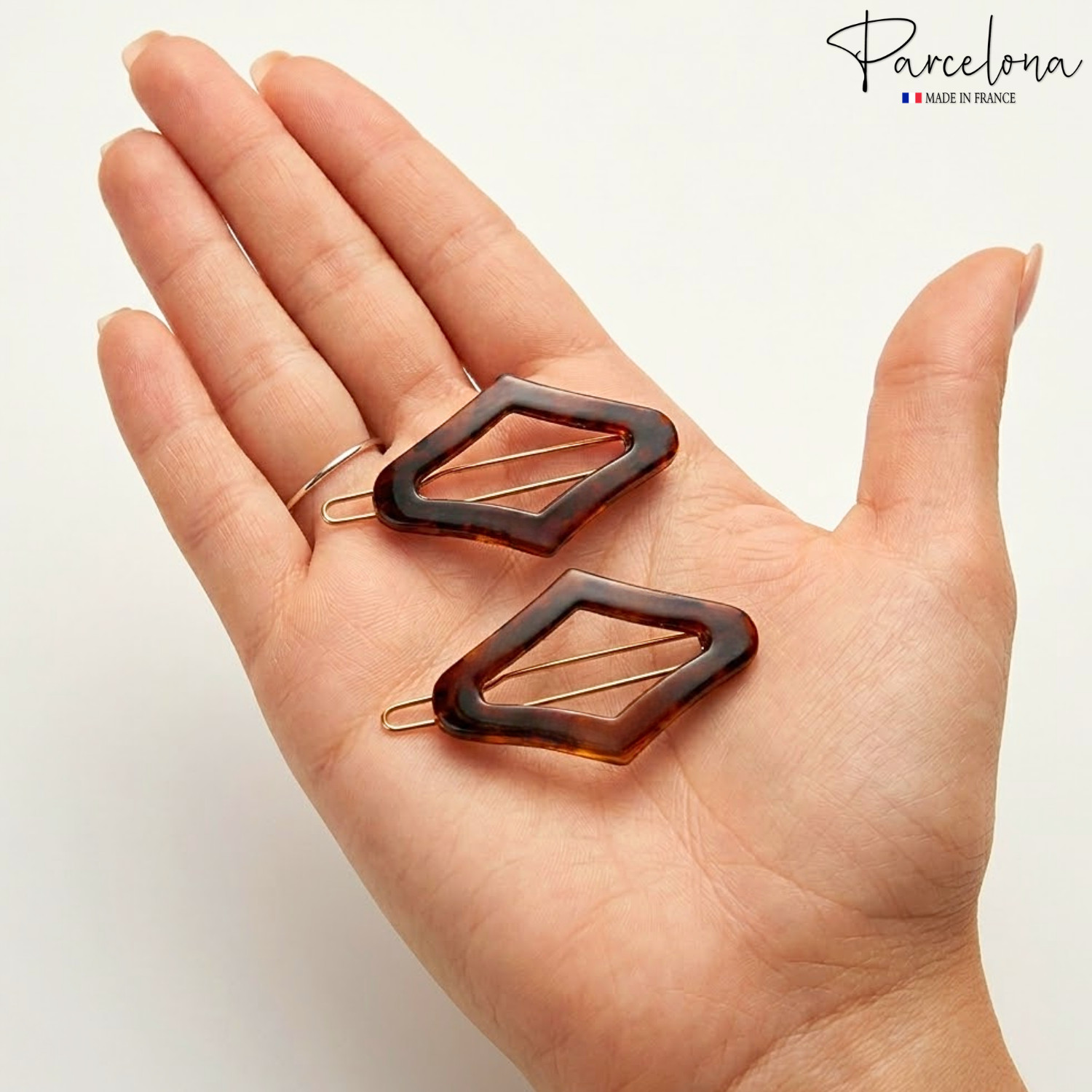 Parcelona Rhombus 2″ Small Tortoise Shell Hair Clip Tige Boule Barrette Womens
