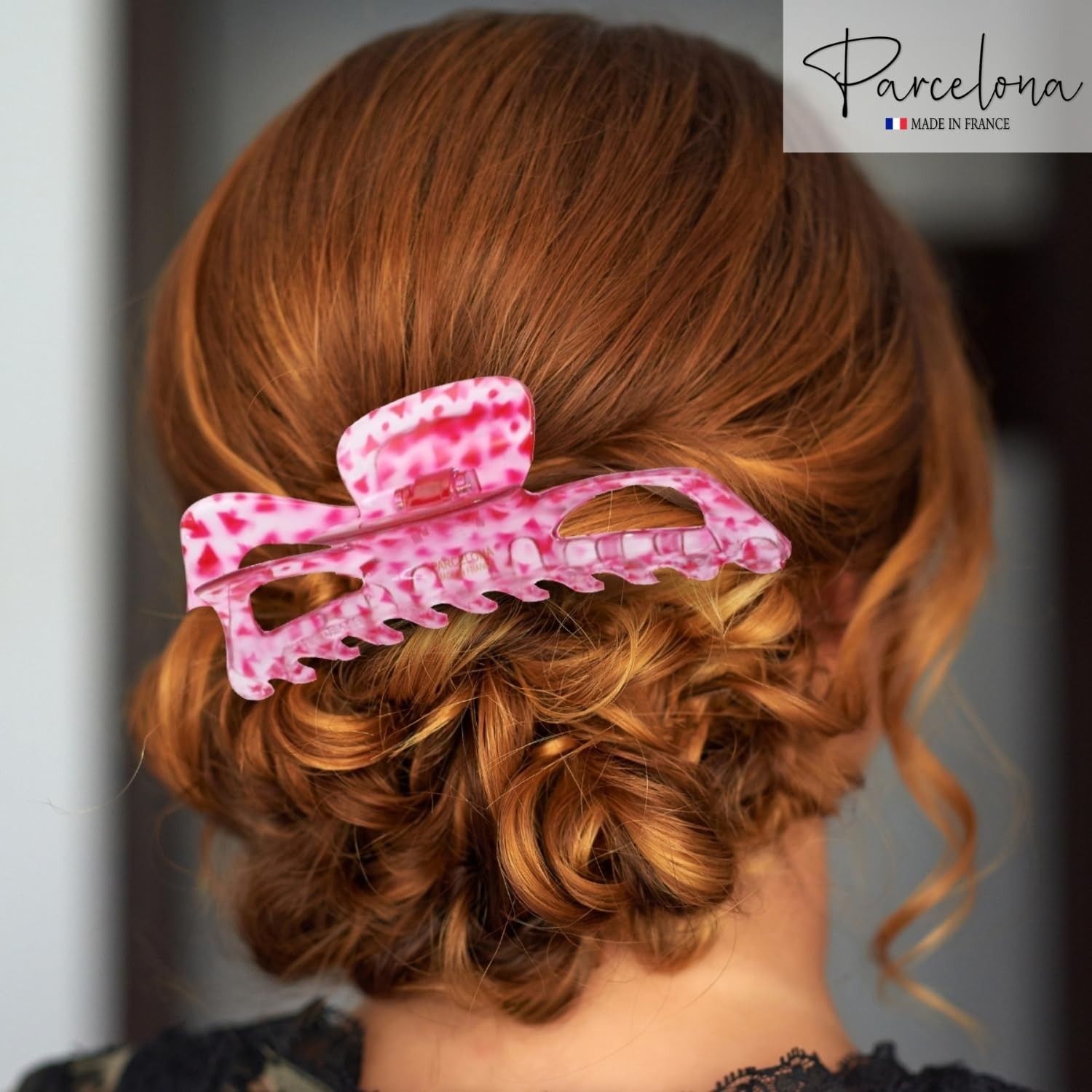 Parcelona French Classic Jumbo 1 Count (Pack of 1), Clear Pink Polka Dot