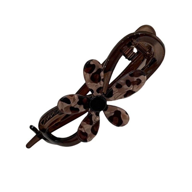 Women Leopard Pattern Hair Claw Clip Gentle Secure Hair Grip Ponytail Holder