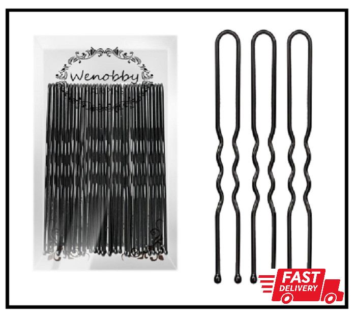 U Shaped Hair Pins for Buns, 100 PCS 2.8″ Women Black